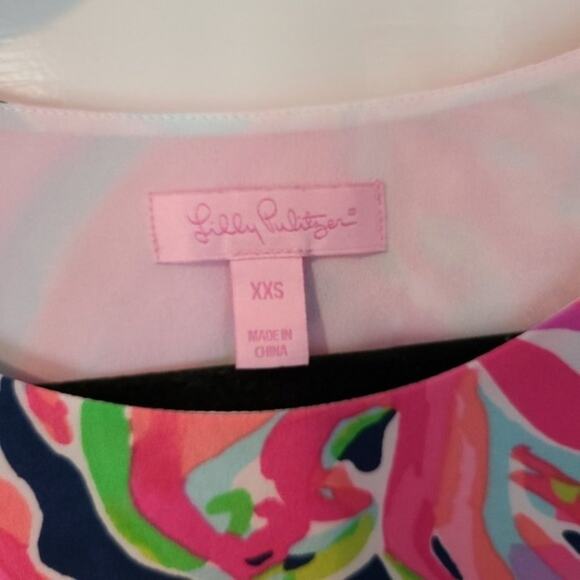 Lilly Pulitzer Jackie Dress Pink Silk Tropic Patterned Sleeveless Shift size XXS - Picture 7 of 12
